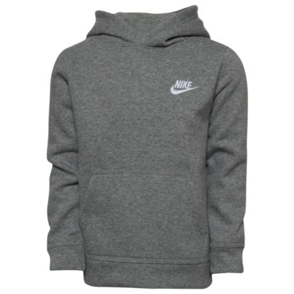 Nike Logo Hoodie Young Boys Embroidered Logo - Grey - Size 6